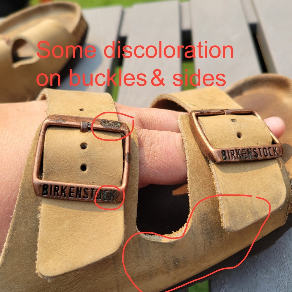 Birkenstock Arizona Two Strap Sandals Tan Brown Nubuck Suede Size M 9 W 11 EU 42 - Picture 6 of 11